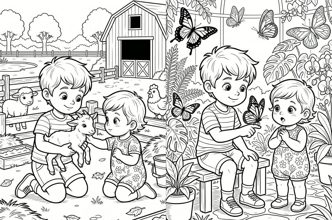 🐄 Farm & Butterflies