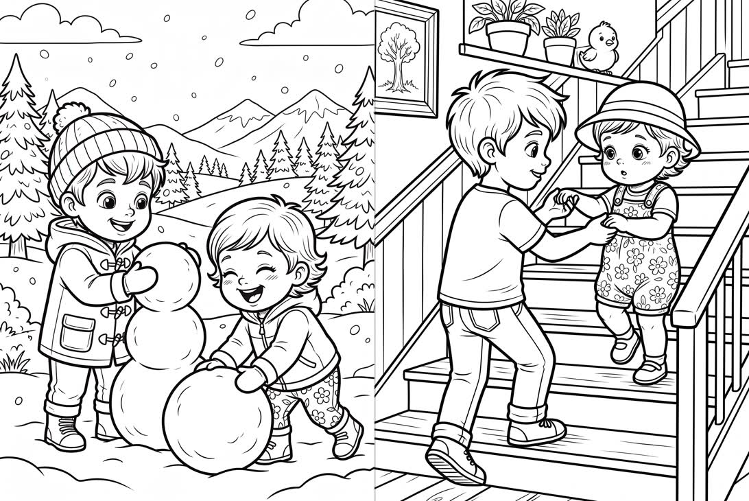 ⛄ Snowman & Helping on the Stairs