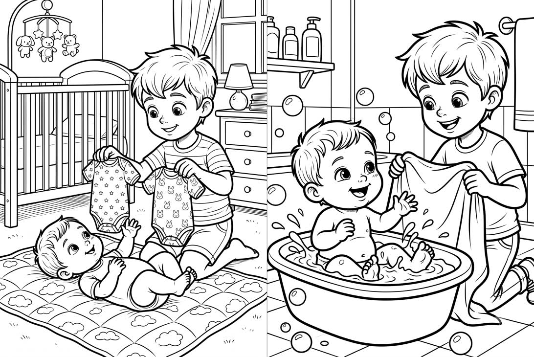 👕 Choosing Outfits & Bath Time