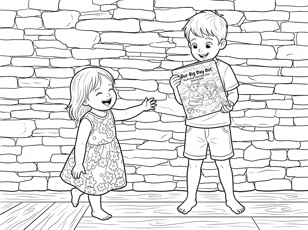 The two siblings behind Happy Crayon Studios, the eldest holding the first book